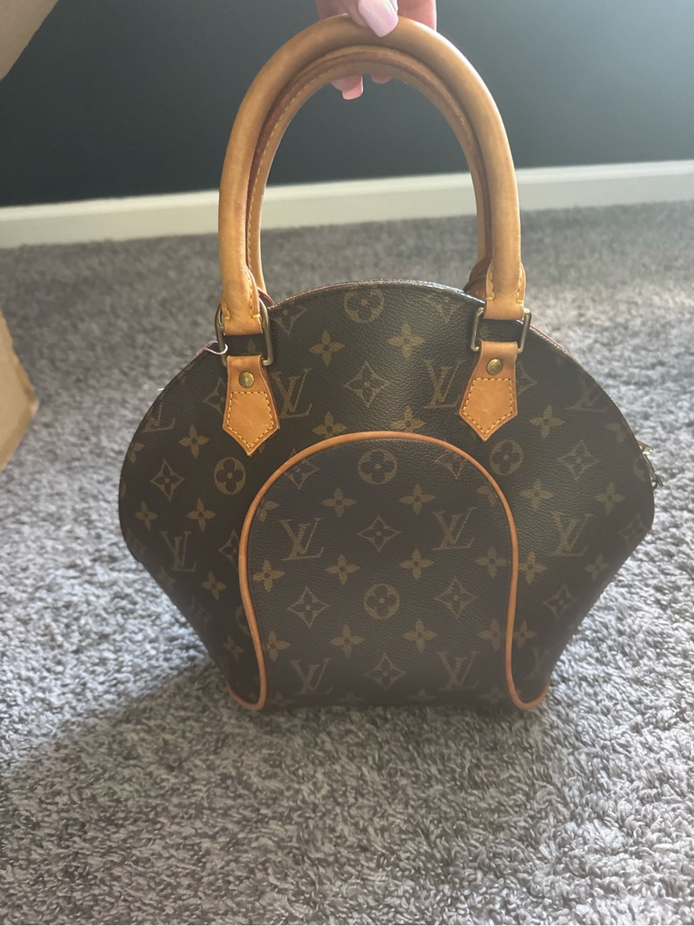 Louis Vuitton Monogram Ellipse Satchel with Tan Trim